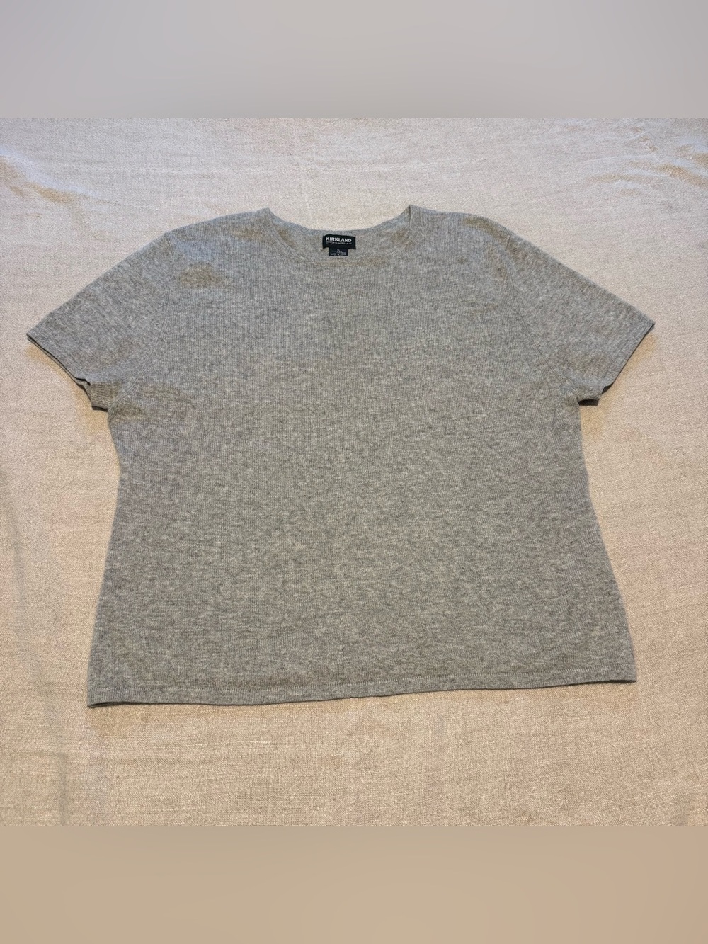 Cashmere Short Sleeve 2 Ply Gray Crewneck Sweater
